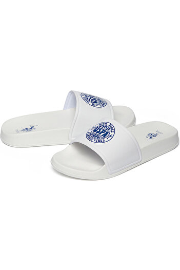 U.S. Polo Assn. Women's White Slides - Stylish Lace-Up Design, Perfect for Casual Outfit