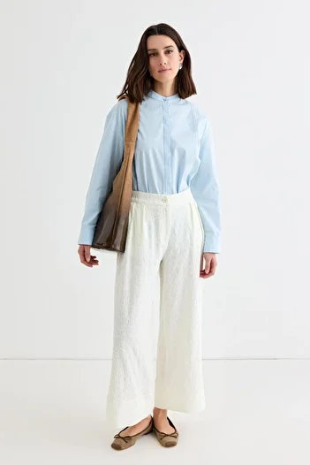 KADRİYE BAŞTÜRK Textured Culotte Trousers Ecru