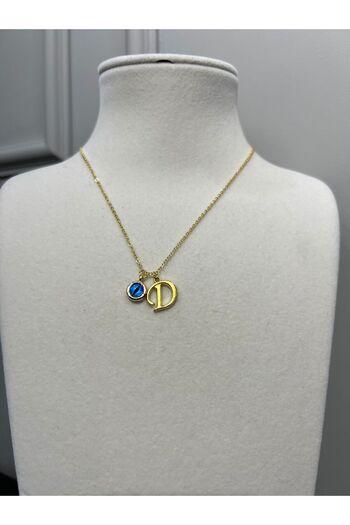 Store D Letter Necklace - Evil Eye Beaded Letter and Chain Design