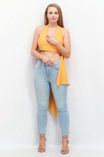 Asos Design Women Halter Neck Sleeveless Crop Top, Orange