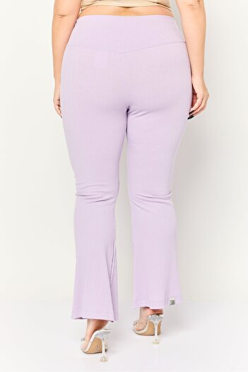 The Giving Movement Women Regular Fit Ribbed Flare Pants, Pastel Purple
