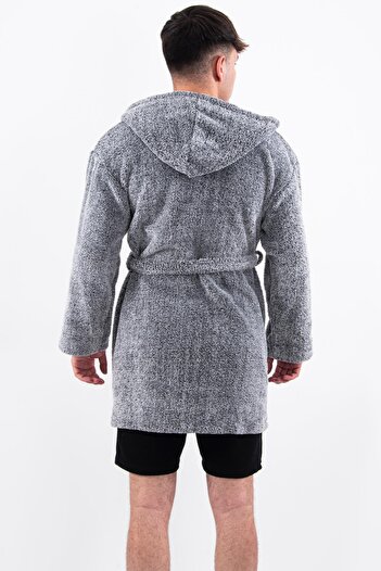 Zeynep Tekstil Plain Unisex Sabahlık Bornoz Wellsoft Peluş Kapşunlu Erkek Kadın Sabahlık