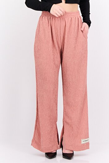 The Giving Movement Women Regular Fit Textured Flare Pants, Rose Gold