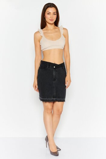 Esprit Women Plain Denim Mini Skirt, Black