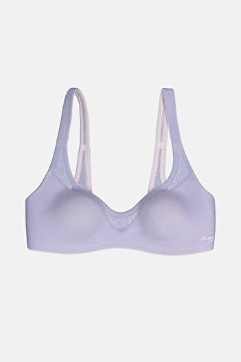 SLOGGI Women Textured Lightly Padded Soft Bra, Light Blue