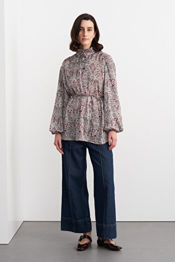 KADRİYE BAŞTÜRK Emma Patterned Tunic Claret Red