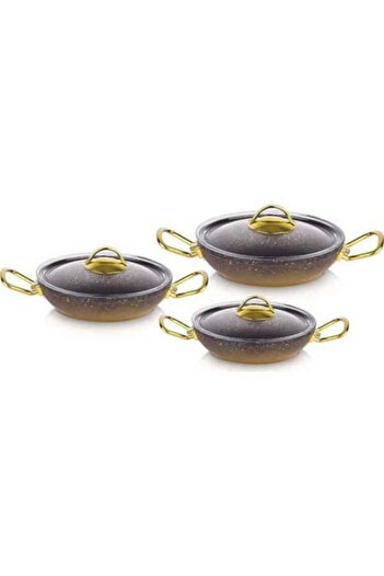 COCİNERO 6 Piece Granite Pan Set 3032 (18-20-22) Gold