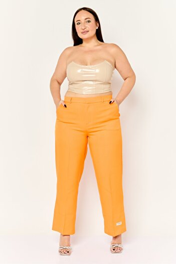 The Giving Movement Women Solid Split Hem Palazzo Pants, Orange
