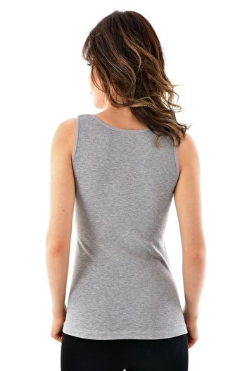 ENTAHA Tutku Single Women's Gray Cotton Ribbed Wide Strap Undershirt 1 Piece