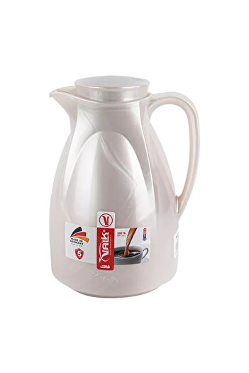 Valk Double Wall Glass Anti-Leakage Wide Mouth Vacuum Flask Pearl 1 Liter