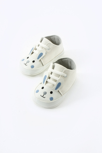yummy kids First Step Lace-Up Rabbit Embroidered Non-Slip Sole Baby Booties