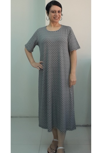 Mertcan Butik Short-Sleeved Khaki Green Pink Small Heart Patterned Combed Viscose Dress