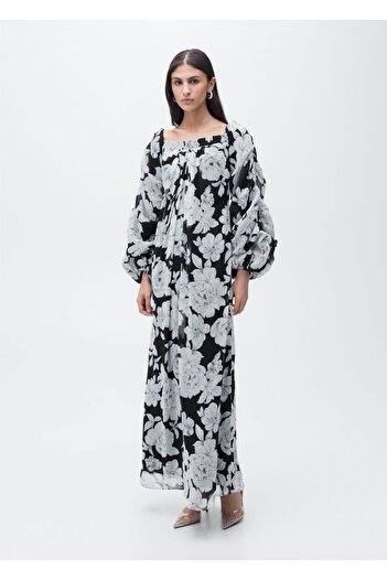 MANGO Woman Floral Strapless Dress