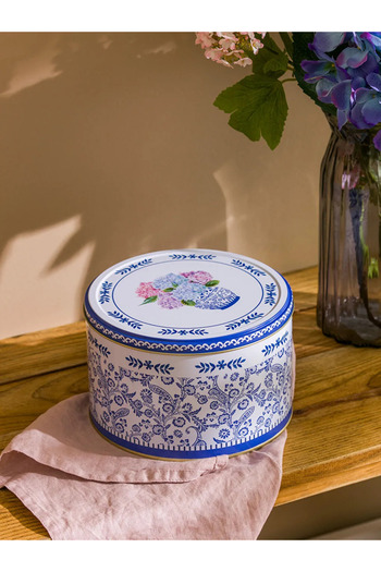 LC Waikiki Lcw Blue Flower Printed Metal Storage Box 19 cm