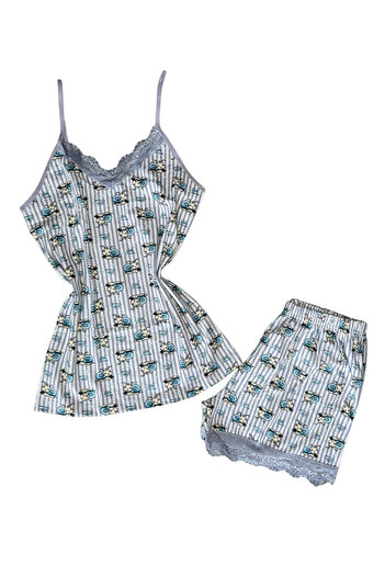 KOTA Patterned Shorts and Rope Strap Pajama Set
