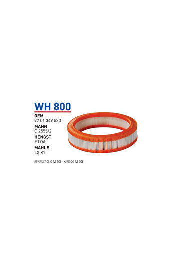WUNDER Wh800 Oem 7701349530 Renault R9 R11 R19 Automotive Air Filter