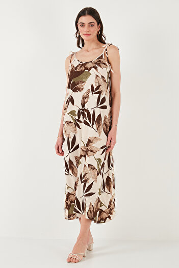 Lela Φόρεμα μίντι μήκους με μοτίβο Oversize Fit με δεμένο σχοινί με στρογγυλή λαιμόκοψη 5869022