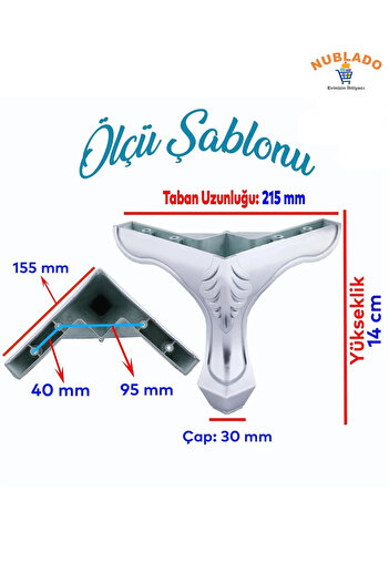 NUBLADO (4 BUC.) Bros Plastic de lux cromat 14 cm Mobilier Grup de scaune Canapea Tv Unit Scaun Picior Picioare.