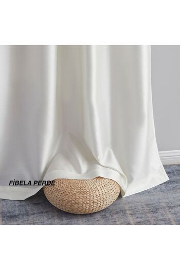 FİBELA PERDE First Quality Cream Color Plain Satin Sunshield Fund Curtain (Without Fold) Fibela Curtain