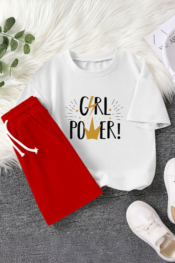 MYADA Premium Girl Power Crown Printed 2-Piece Children's Set 22437-8