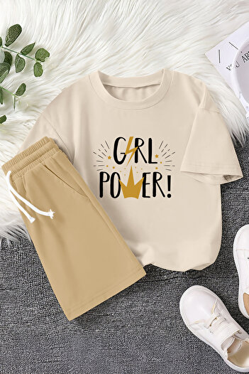 MYADA Girl Power Crown Printed 2-Piece Children's Set 22437-8
