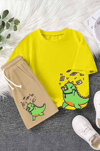 MYADA Premium Tie Dinosaur Printed 2-Piece Children's Suit 22432