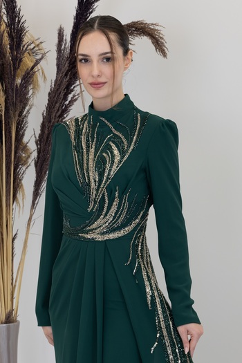 Surikka Marbling Jumpsuit with Applique Embroidery on the Front