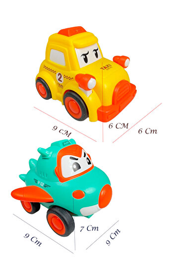 Toyaş Frictional Cute Vehicles Moving Set of 4 Vehicles - Train, Plane, Taxi, Ambulance