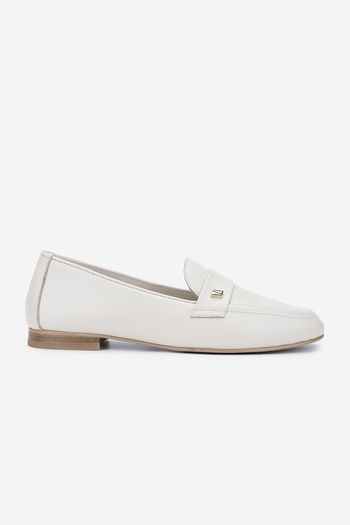 Valmenti Women's Genuine Leather Beige Loafer Shoes