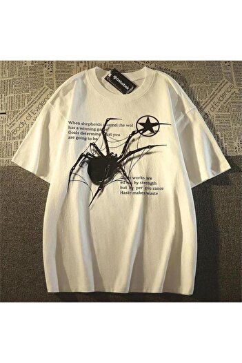 Köstebek White Spider In Strings (Unisex) T-Shirt