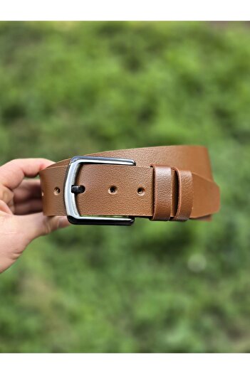 Kemerix 100% Genuine Leather 4.5 Cm Men's Tan Denim Belt