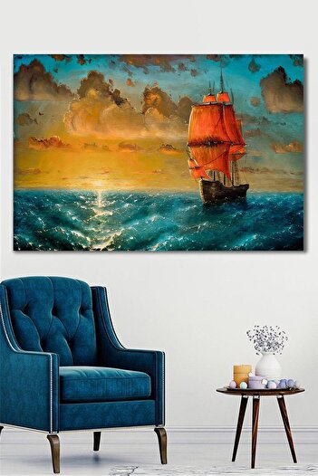 Hediyeler Kapında 100x140 Yağlı Boya Görünümlü Dalgalar Arasında Kanvas Tablo