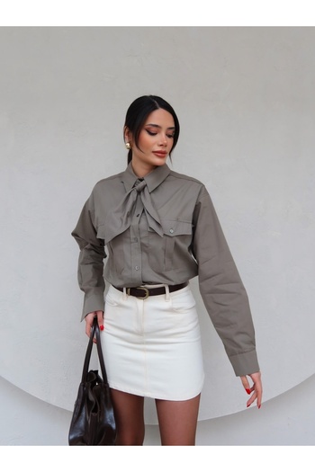 ESRAHELVACI Double Pocket Scarf Shirt