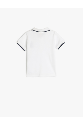 Koton Cotton Embroidery Detailed Short Sleeve Polo Neck T-Shirt