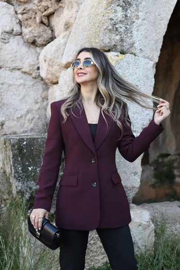 bytugcekaya Mürdüm Premium Nervür Detay Blazer