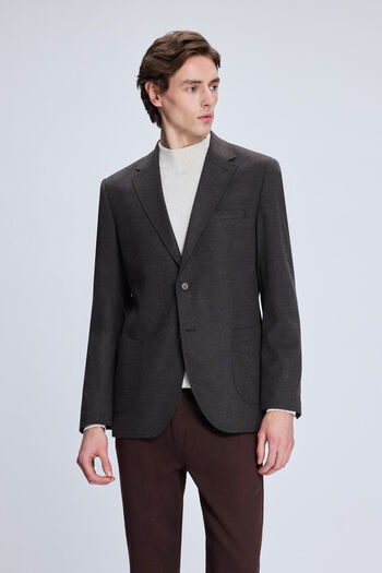 Hatemoğlu Brown Slim Fit Mono Collar Casual Jacket