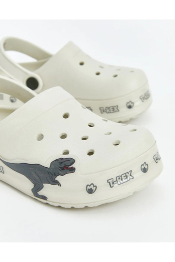 SHOUGO Μπεζ Dinosaur Printed trex Boys' Beach Sandals Παντόφλες με αντιολισθητική σόλα