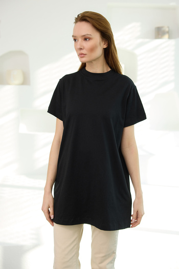 LOCCO Women's Black Short Sleeve Crew Neck
