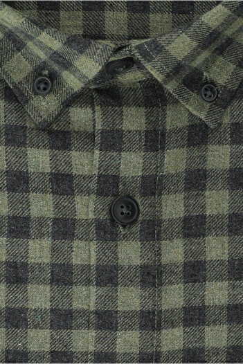 Kiğılı Plus Size Long Sleeve Plaid Cotton Easy-To-Iron Button Collar Lumberjack Shirt