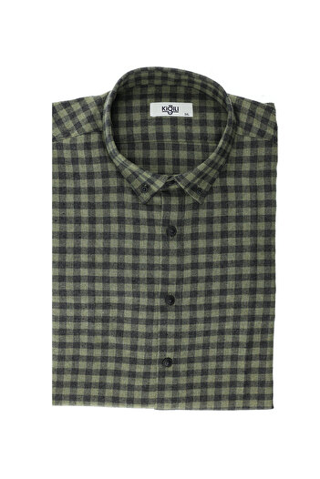 Kiğılı Plus Size Long Sleeve Plaid Cotton Easy-To-Iron Button Collar Lumberjack Shirt