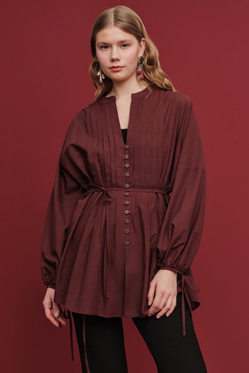 Manuka Nervur Voile Burgundy Tunic