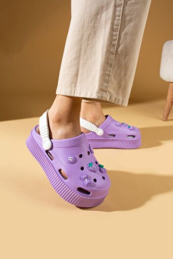 Pembe Potin Women's Purple White Eva Sea Beach Comfort Comfortable Sandals Slippers