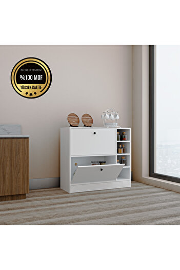 DEKORFİM DF14101B MDF Kahve Köşesi Kiler Dolabı Çok Amaçlı Dolap Mutfak Dolabı