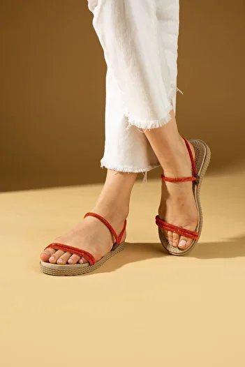 Pembe Potin Orange Stoned Banded Comfortable Sole Stylish Women's Sandals and Slippers - Orange