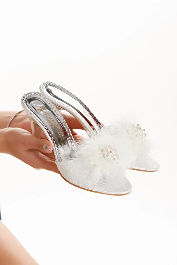 MFT AYAKKABI Thick Heeled Tulle Dowry Engagement Slippers