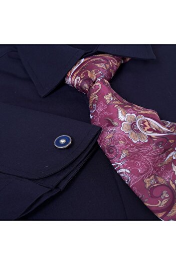 Exve Exclusive Navy Blue Gift Boxed Double Cuff Shirt Cufflinks and Tie Set
