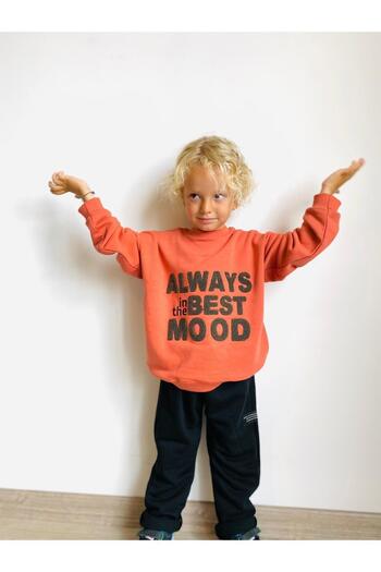 Magu Cotton Unisex Kids Sweatshirt and Tracksuit Set - Süzene Patterned, Slogan