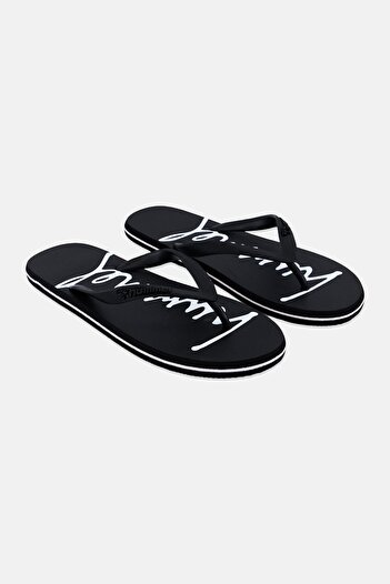 hummel Men Brand Logo Flip Flop Slippers, Black