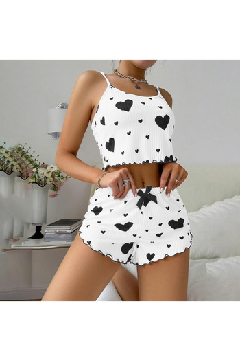 RoseOfNuit Combed Cotton & Flexible Cropped Nightgown Set with Shorts