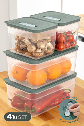 Vienev Adjustable 4'H Air Channel Vegetable and Fruit Storage Container 2X2,35-5 Lt Green
